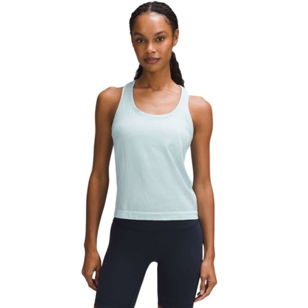 Lululemon Swiftly Tech Racerback Tank Top 2.0 Race Length Grey Stripe Size 16